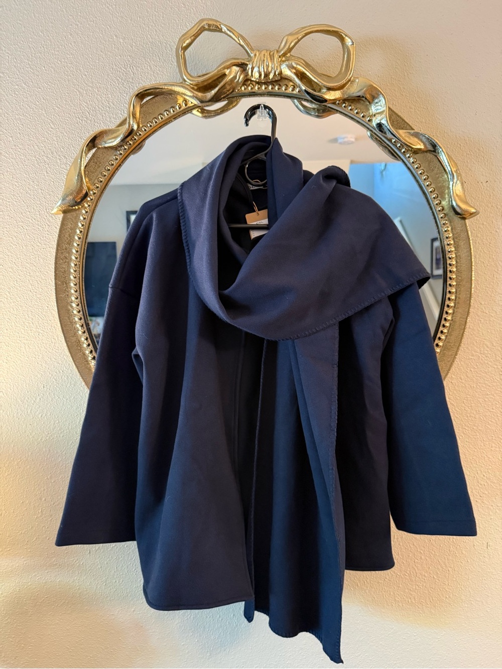 OGL Navy Draped Scarf Collar Jacket